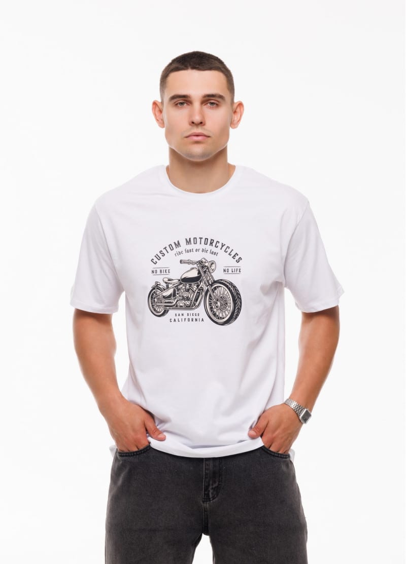 Чоловіча футболка 100% бавовна з принтом Motorcycle